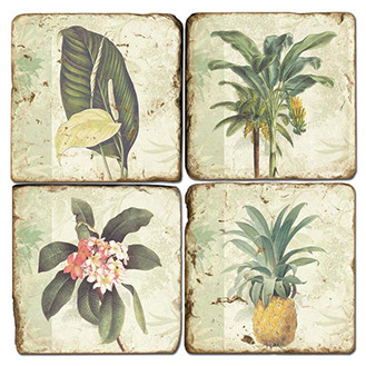 Tropical Palms Coaster Set. Handmade Marble Giftware by Studio Vertu.