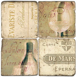 Wine Coaster Set. Tumbled Italian Marble Giftware by Studio Vertu.