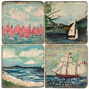 Sailing Themed Coaster Set.  Illustration by Anderson Design Group.
