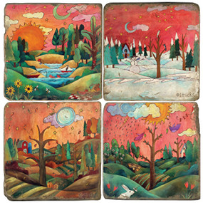 Sticks Landscapes Coaster Set. Handcrafted Marble Giftware by Studio Vertu.