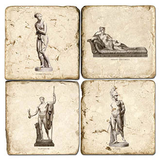 Black and White Roman Statues. 