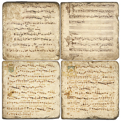 Sheet Music Coaster Set. Handcrafted Marble Giftware by Studio Vertu.