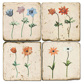 Floral Collage Coaster Set. Handcrafted Marble Giftware by Studio Vertu.