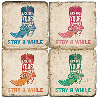 Western Themed Coaster Set. Handcrafted Marble Giftware by Studio Vertu.