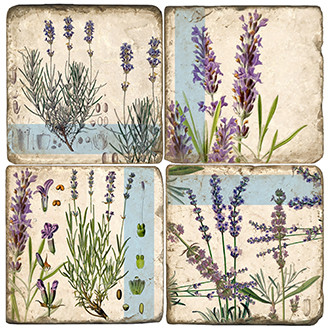 Lavender Coaster Set. Handmade Marble Giftware by Studio Vertu.