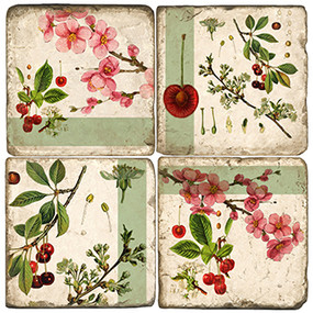 Cherry Blossom Coaster Set. Handmade Marble Giftware by Studio Vertu.