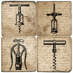 Vintage Corkscrew Coaster Set. Handcrafted Marble Giftware by Studio Vertu.