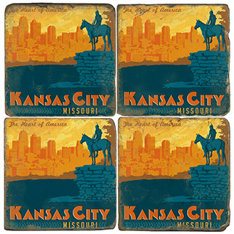 Kansas City Coaster Set. Handcrafted Marble Giftware by Studio Vertu.