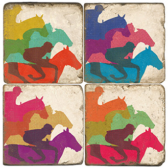 Kentucky Derby Themed Coaster Set. Handcrafted Marble Giftware by Studio Vertu.