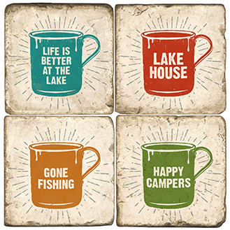 Outdoors Themed Coaster Set.  Illustration by Anderson Design Group.