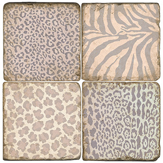 Animal Print Coaster Set. Handcrafted Marble Giftware by Studio Vertu.