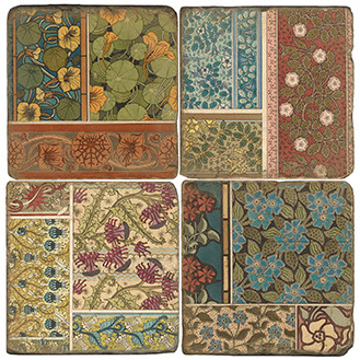 Ornamental Plants Coaster Set. Handmade Marble Giftware by Studio Vertu.