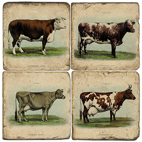 Cattle Coaster Set. Handcrafted Marble Giftware by Studio Vertu.