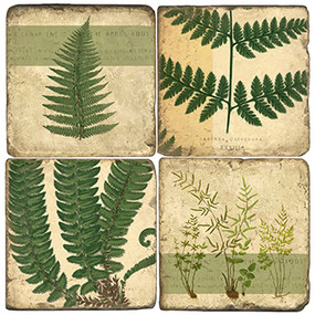 Botanical Ferns Coaster Set. Handcrafted Marble Giftware by Studio Vertu.