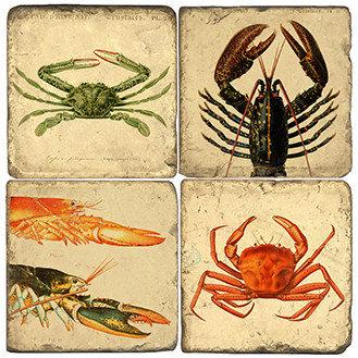 Crustacean Coaster Set. Handcrafted Marble Giftware by Studio Vertu.