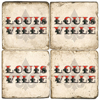 Louisville Themed Coaster Set.  Handmade Marble Giftware by Studio Vertu.