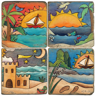 Sticks Landscapes Coaster Set. Handcrafted Marble Giftware by Studio Vertu.