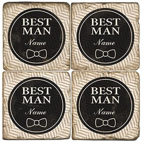 Black and White Best Man Coaster Set