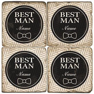 Black and White Best Man Coaster Set