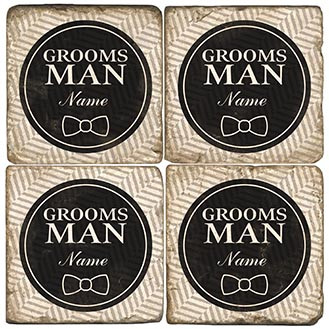 Black and White Groomsman Coaster Set