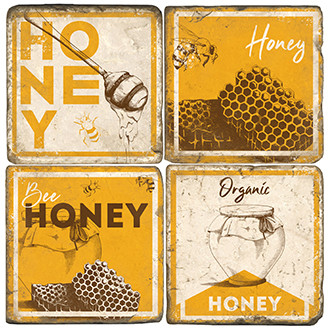 Honey Bee Coaster Set. Handcrafted Marble Giftware by Studio Vertu.