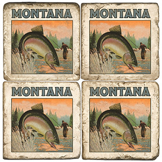 Fly Fishing Coaster Set. Handcrafted Marble Giftware by Studio Vertu.