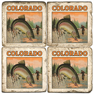 Fly Fishing Coaster Set. Handcrafted Marble Giftware by Studio Vertu.