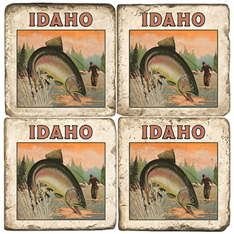 Fly Fishing Coaster Set. Handcrafted Marble Giftware by Studio Vertu.