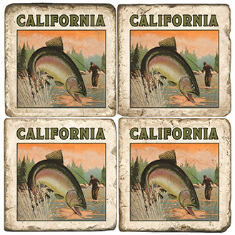 Fly Fishing Coaster Set. Handcrafted Marble Giftware by Studio Vertu.