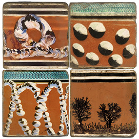 Mochaware Coaster set. Handmade on tumbled Italian marble