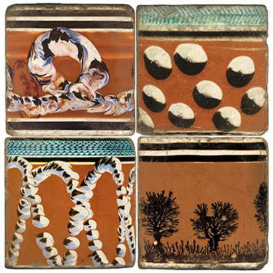 Mochaware Coaster set. Handmade on tumbled Italian marble