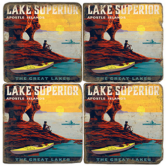 Lake Superior Coaster Set.  Illustration by Anderson Design Group.