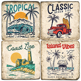 Beach Coaster Set. Handcrafted Marble Giftware by Studio Vertu.