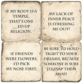 Funny Sayings Coaster Set. Handcrafted Marble Giftware by Studio Vertu.