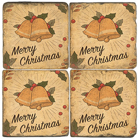 Jingle Bell Christmas Coaster Set.  Handcrafted Marble Giftware by Studio Vertu.