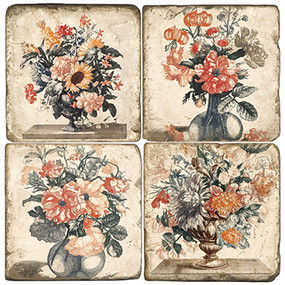 Floral Pattern Coaster Set.  Handmade Marble Giftware by Studio Vertu.