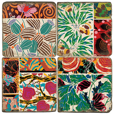 Floral Pattern Coaster Set.  Handmade Marble Giftware by Studio Vertu.