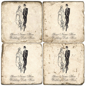 Personalized Bride and Groom Coaster Set. Handmade Marble Giftware by Studio Vertu.