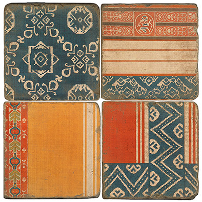 Egyptian Textile Coaster Set. Handcrafted Marble Giftware by Studio Vertu. 
