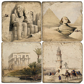 Egyptian Coaster Set. Handcrafted Marble Giftware by Studio Vertu. 