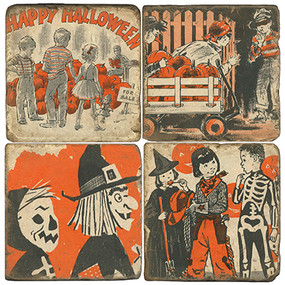 Vintage Halloween Coaster Set. Handcrafted Marble Giftware by Studio Vertu.