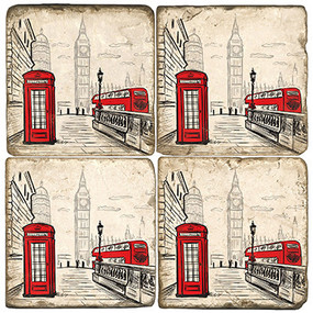 British Theme Marble Drink Coasters. Handcrafted Marble Giftware by Studio Vertu.