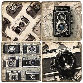 Vintage Camera Coaster Set. Handcrafted Marble Giftware by studio Vertu.