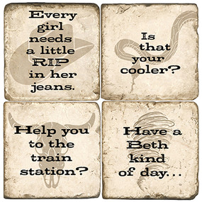 Yellowstone Quotes Coaster Set. Handcrafted Marble Giftware by Studio Vertu.