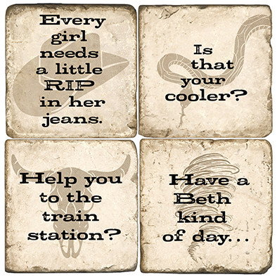 Yellowstone Quotes Coaster Set. Handcrafted Marble Giftware by Studio Vertu.