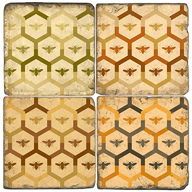 Colorful honeycomb Coaster Set. Handcrafted Marble Giftware by Studio Vertu.