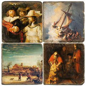 Rembrandt Coaster Set. Handmade Marble Giftware by Studio Vertu.