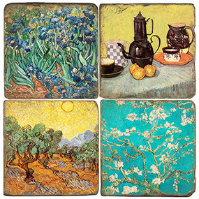 Van Gogh Coaster Set. Handmade Marble Giftware by Studio Vertu.