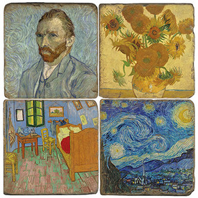 Van Gogh Coaster Set. Handmade Marble Giftware by Studio Vertu.