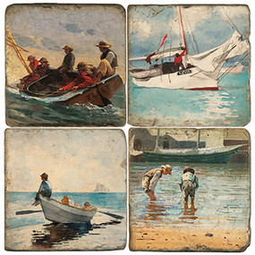 Winslow Homer Coaster Set. Handmade Marble Giftware by Studio Vertu.
